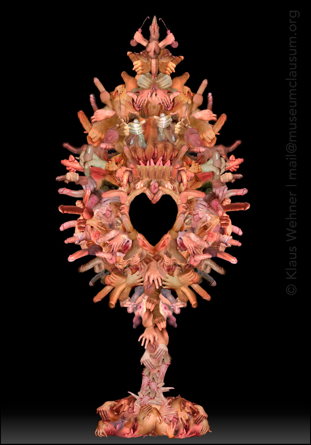 digital photomontage making the shape of a reliquary