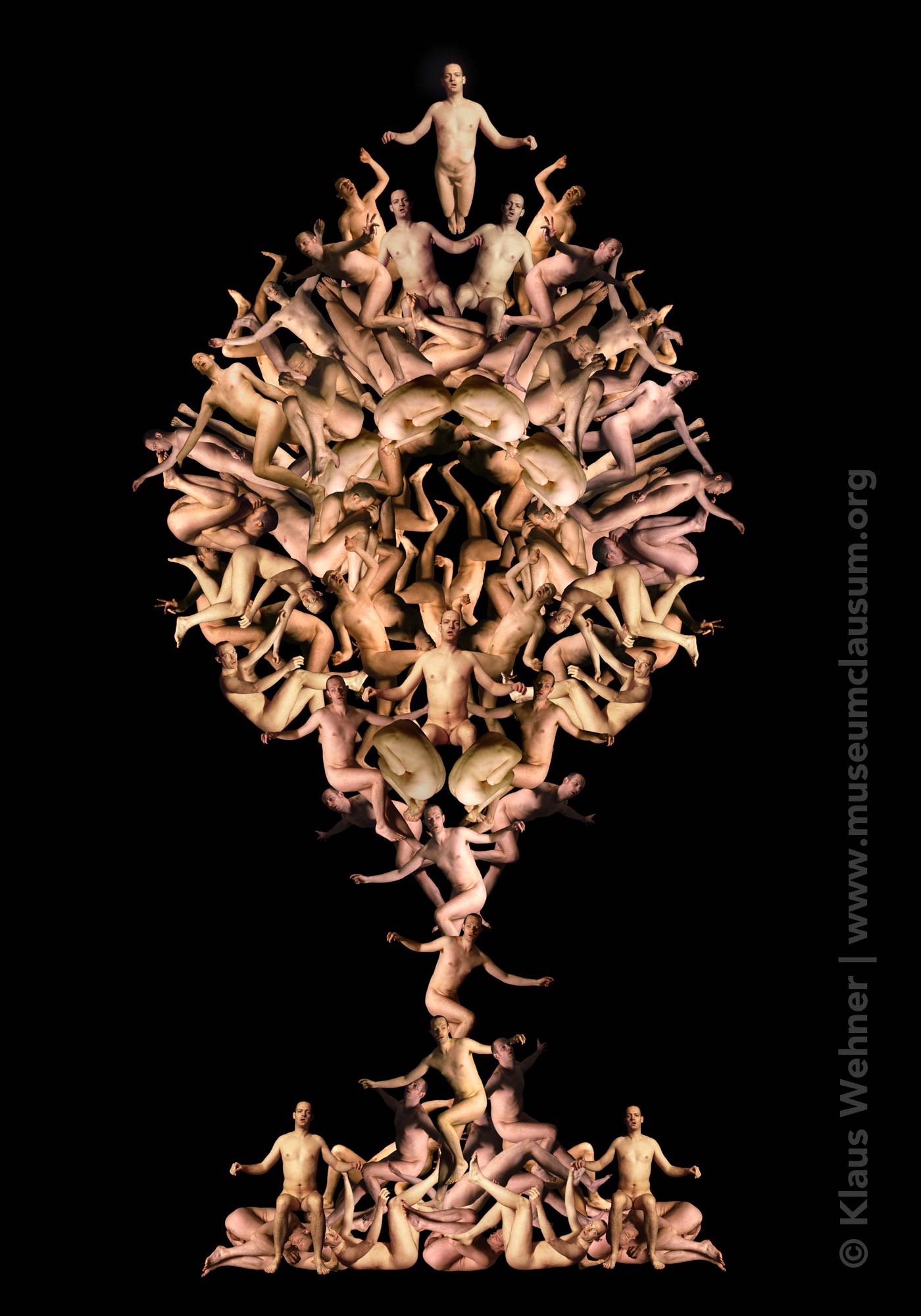 digital photomontage making the shape of a reliquary
