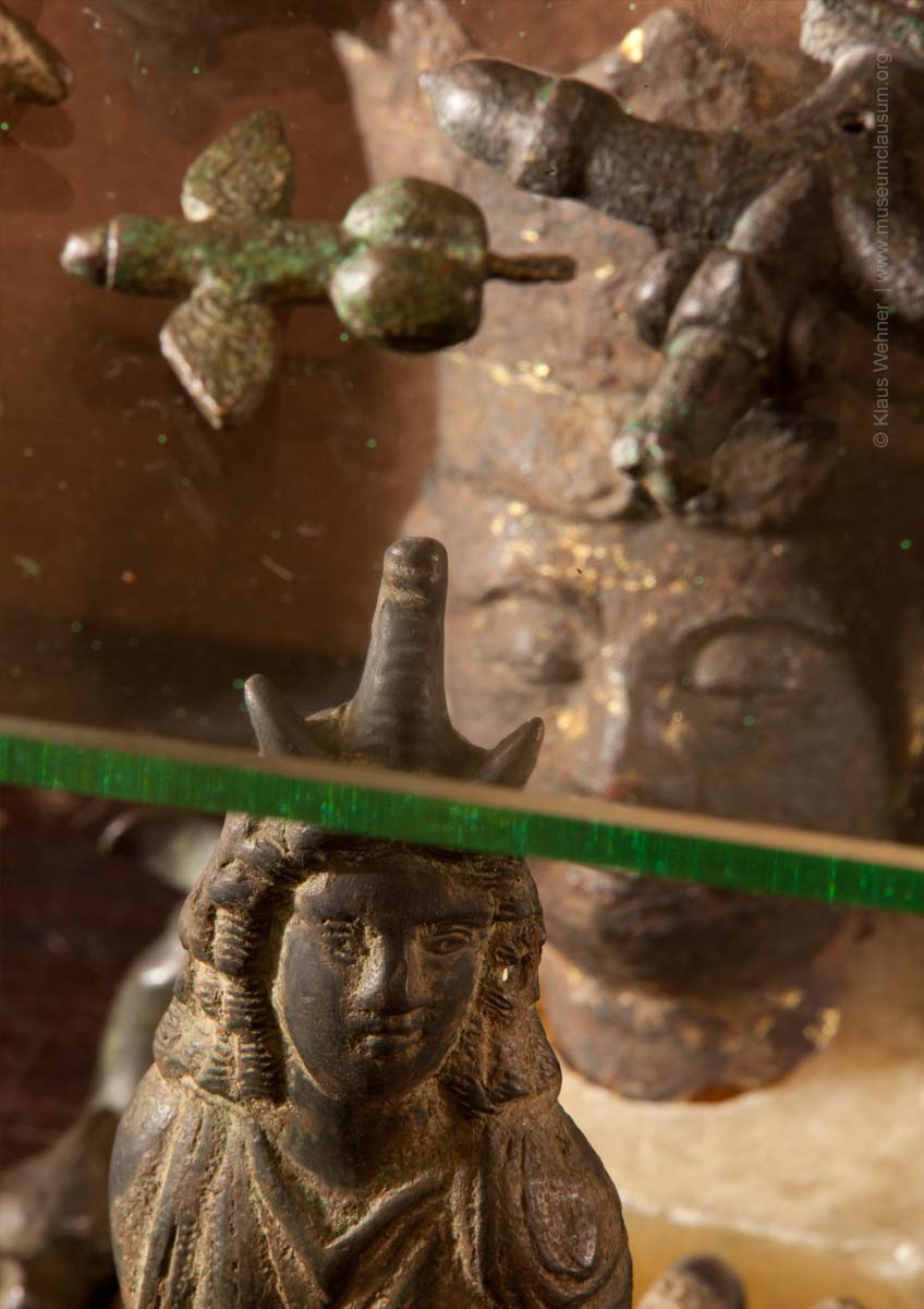 Close up on selected small scale ancient sculptures from Sigmund Freud's collection