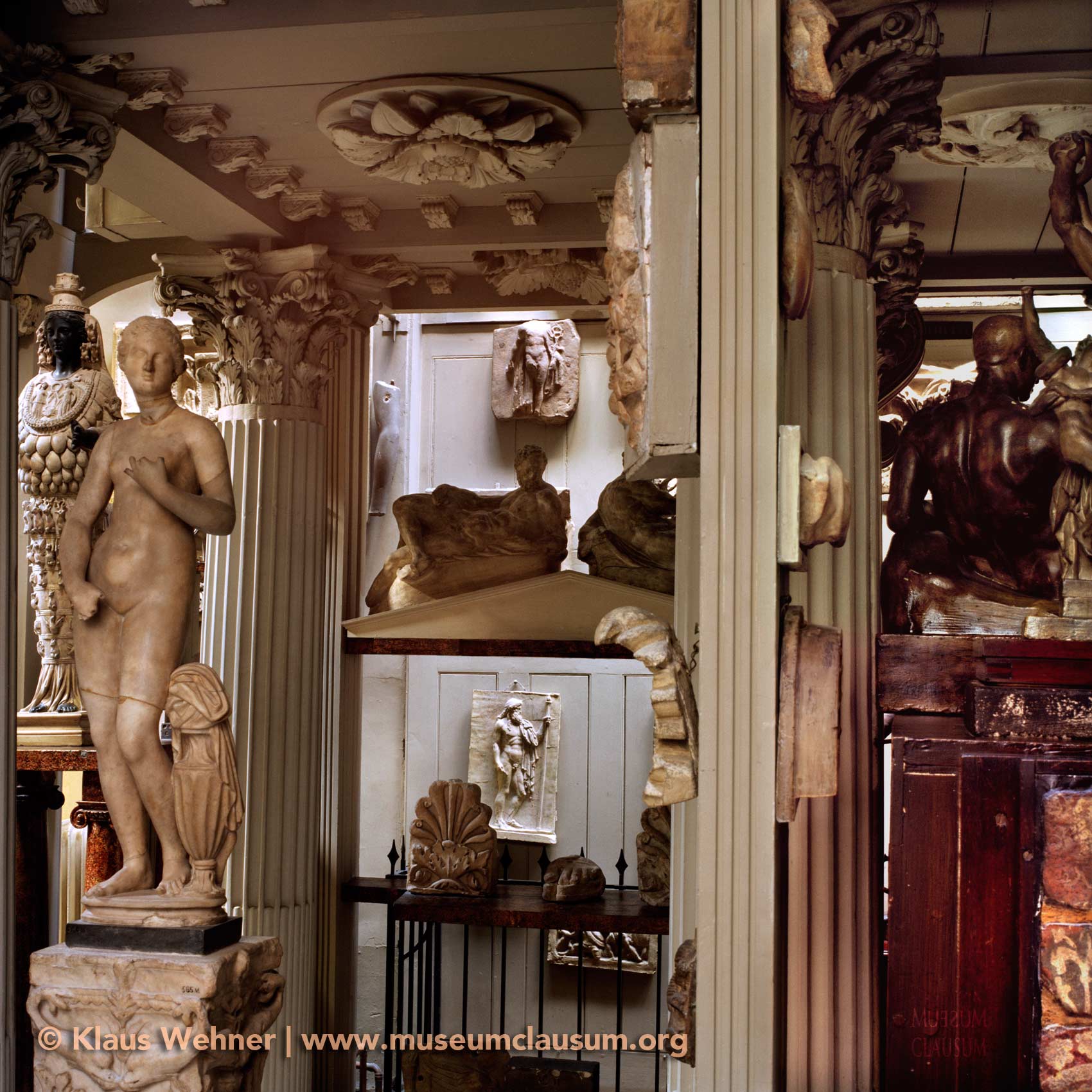 Sir John Soane's Museum: View of sculptures and fragments in the Colonnade.
