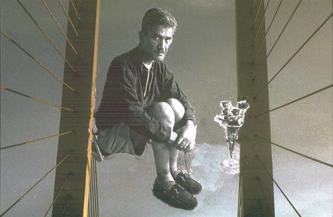 Photomontage including a self portrait by Gupta